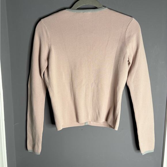 Easel Pink Ribbed Buttoned Cardigan With Gray Trim Size Medium - Picture 5 of 5